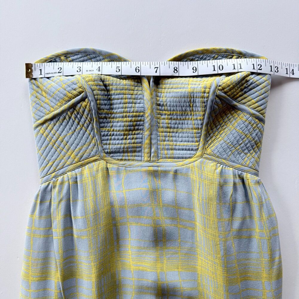 Anthropologie Maple Quilted Pastiche Strapless Bustier 100% Silk Dress Size 4-6 - Picture 8 of 11